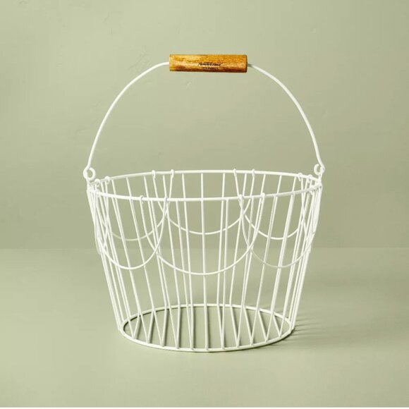 Hearth & Hand Coated Wire Easter Basket with Wood Handle Cream NWT - Picture 1 of 3